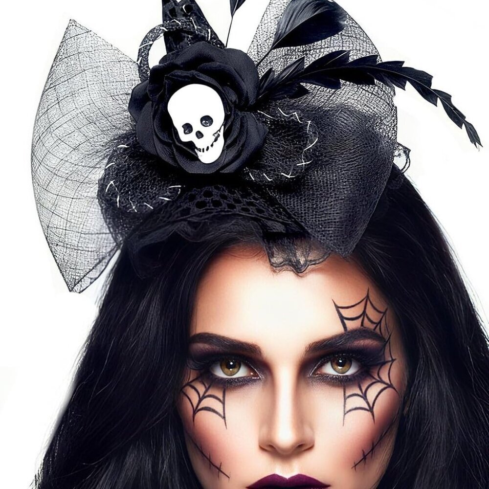 Witch Hat Headband Halloween Skull Costume Hair Accessories for Women